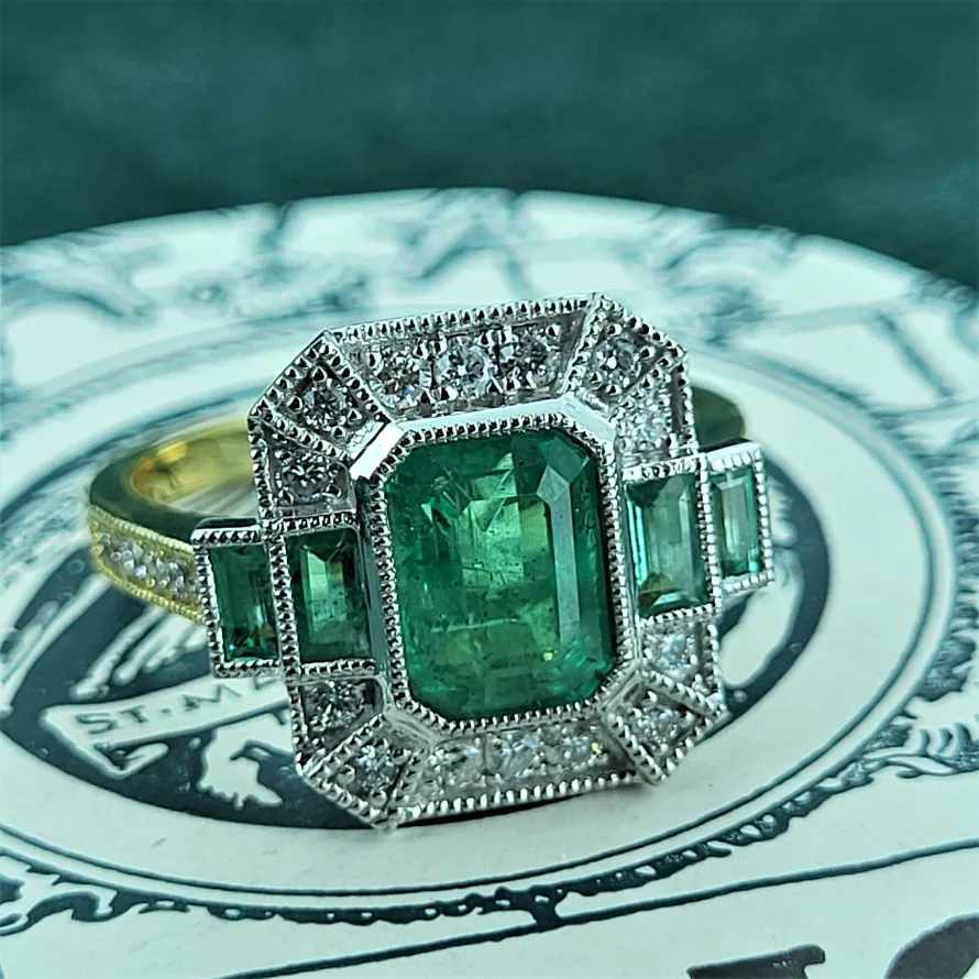 Emerald & Diamond Ring Enquire About Similar
