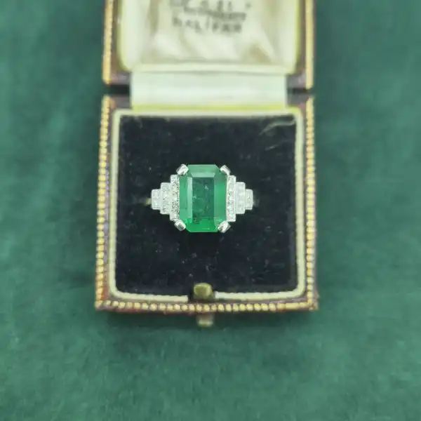 Platinum 3.25ct Emerald & Diamond Ring-emerald-and-diamond-deco-ring-in-platinum.webp