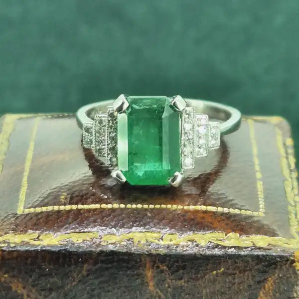 Platinum 3.25ct Emerald & Diamond Ring-emerald-and-diamond-deco-ring-in-platinum.webp