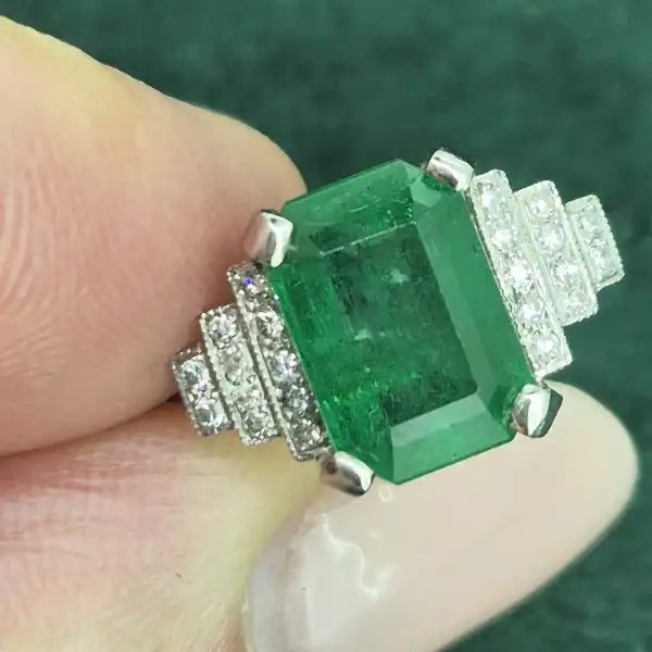 Platinum 3.25ct Emerald & Diamond Ring-emerald-and-diamond-deco-ring-in-platinum.webp