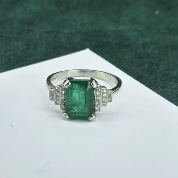 Platinum 3.25ct Emerald & Diamond Ring-emerald-and-diamond-deco-ring-in-platinum.webp