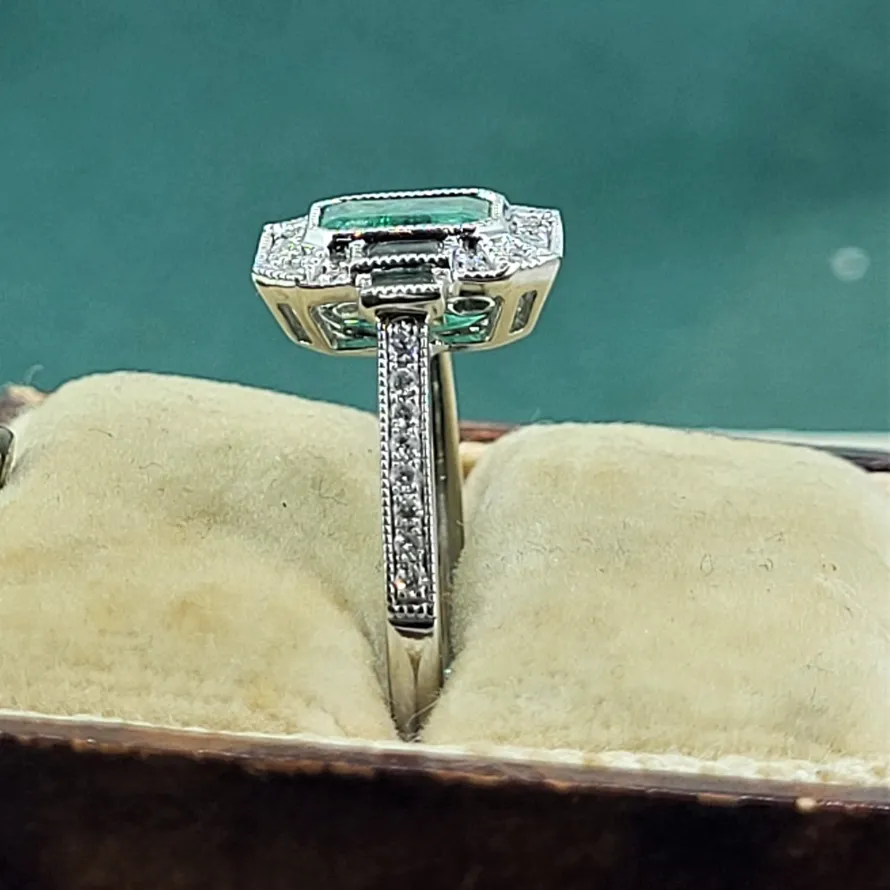 18ct Emerald & Diamond Ring-emerald-and-diamond-ring-art-deco-style.webp