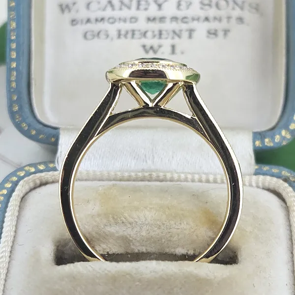Emerald and Diamond Target Ring in 18ct Yellow Gold-Original 