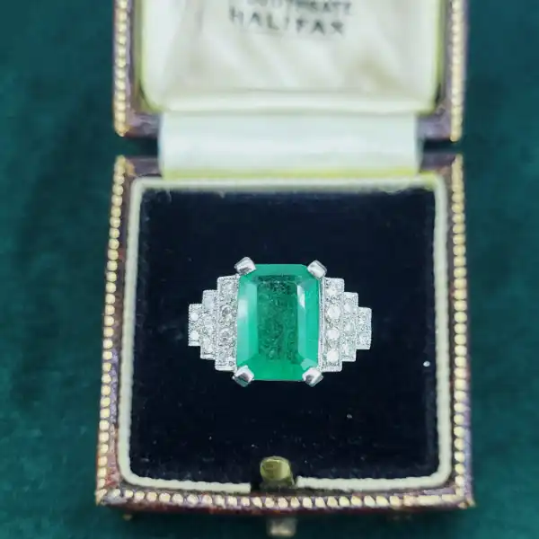 3.05ct Emerald & Diamond Ring in Platinum-emerald-and-dimaond-art-deco-ring-3.35cts.webp