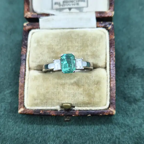 18ct White Gold Emerald and Diamond Trilogy Ring-emerald-diamond-trilogy-ring-in-18ct.webp