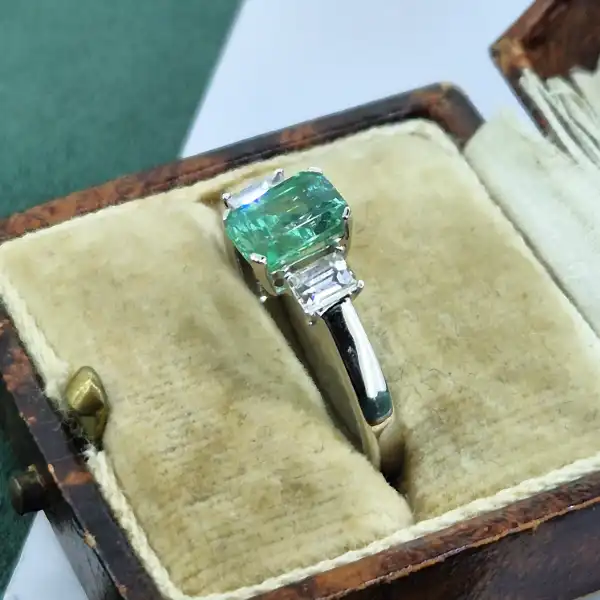 18ct White Gold Emerald and Diamond Trilogy Ring-emerald-diamond-trilogy-ring-in-18ct.webp