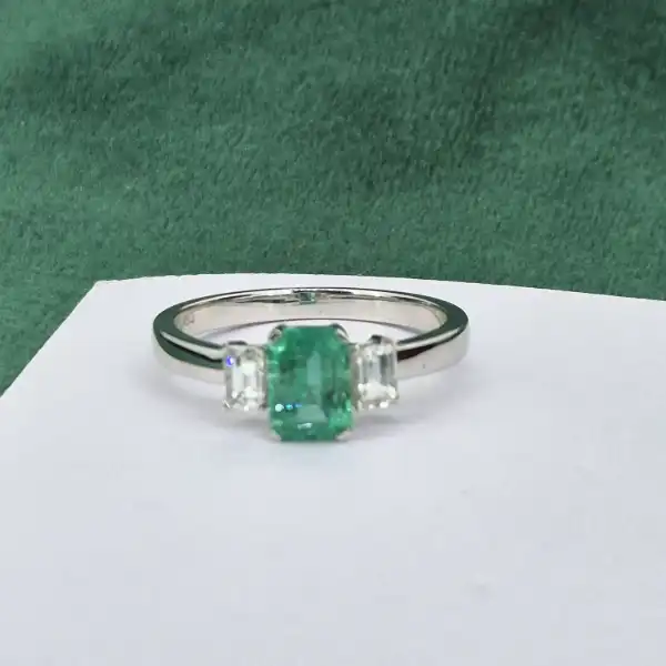 18ct White Gold Emerald and Diamond Trilogy Ring-emerald-diamond-trilogy-ring-in-18ct.webp