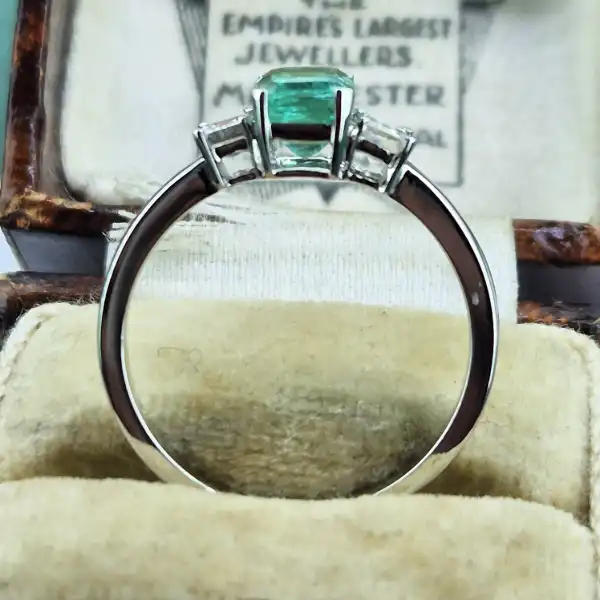 18ct White Gold Emerald and Diamond Trilogy Ring-emerald-diamond-trilogy-ring-in-18ct.webp