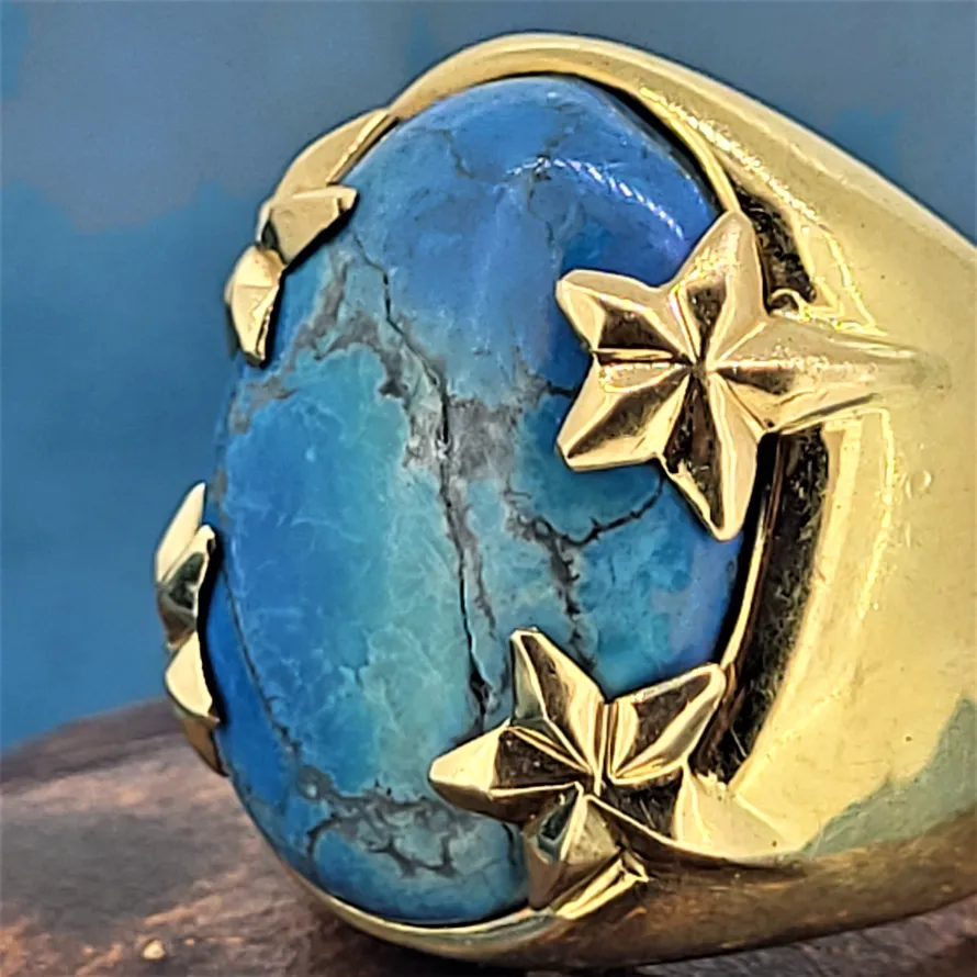 18ct Gold Turquoise Godfather Ring-gold-toruquoise-godfather-style-ring-dublin.webp