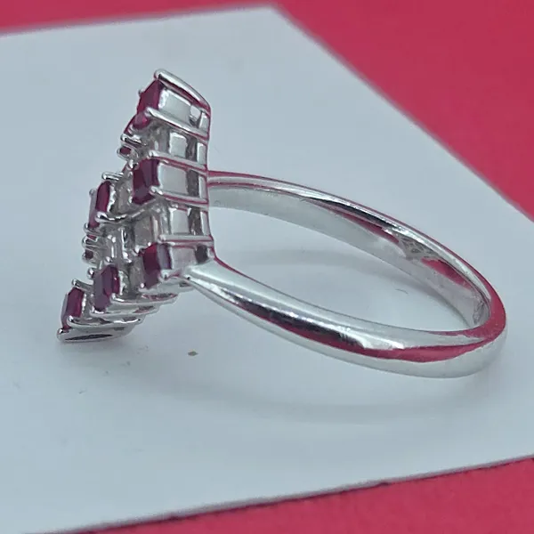 18ct White Gold Fancy Ruby & Diamond Ring-Original 