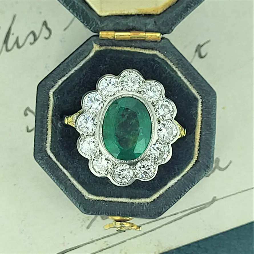 18ct Emerald & Diamond Cluster Ring-large-emerald-and-diamond-cluster-dublin.webp
