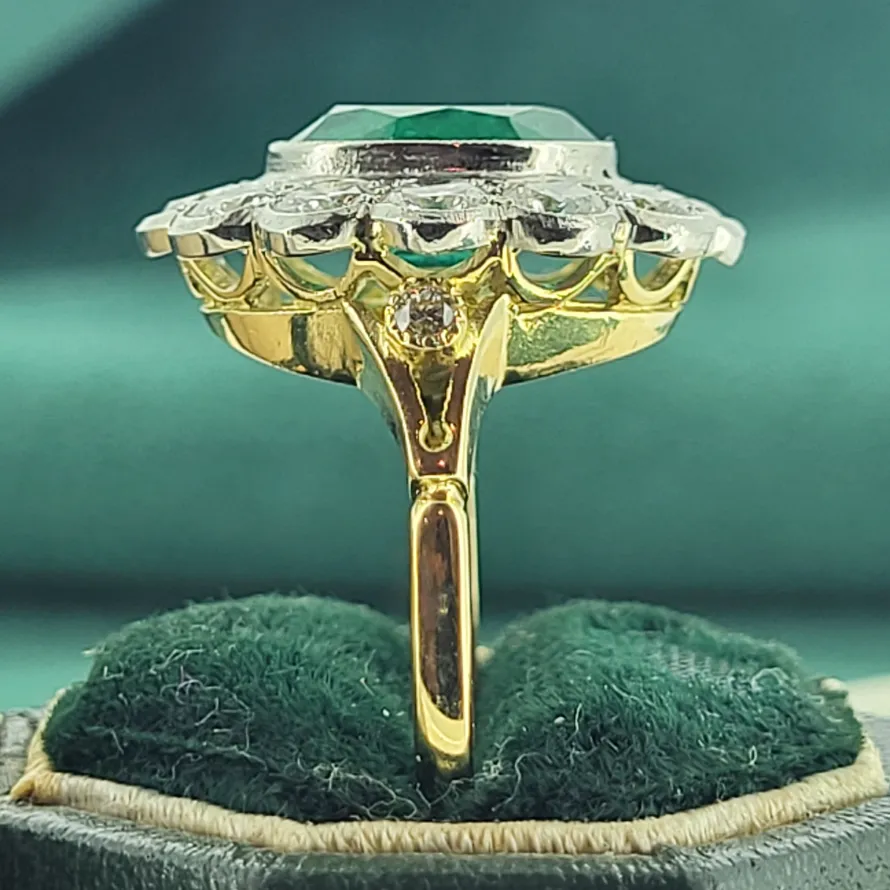 18ct Emerald & Diamond Cluster Ring-large-emerald-and-diamond-cluster-dublin.webp