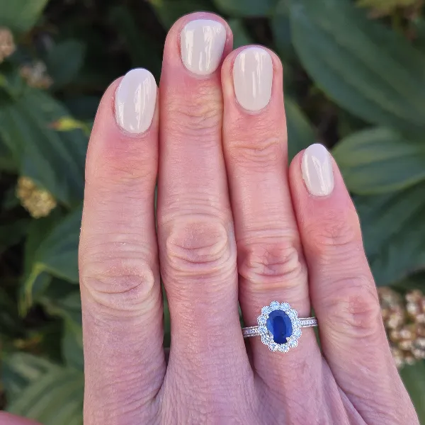 Diamond and Sapphire Ring in 18ct White Gold-Small 