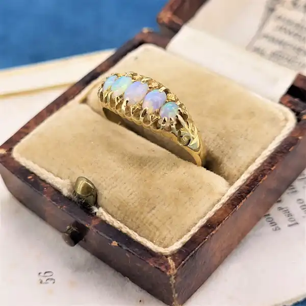 18ct Yellow Gold Opal Boat Ring-opal-five-stone-in-18ct.webp