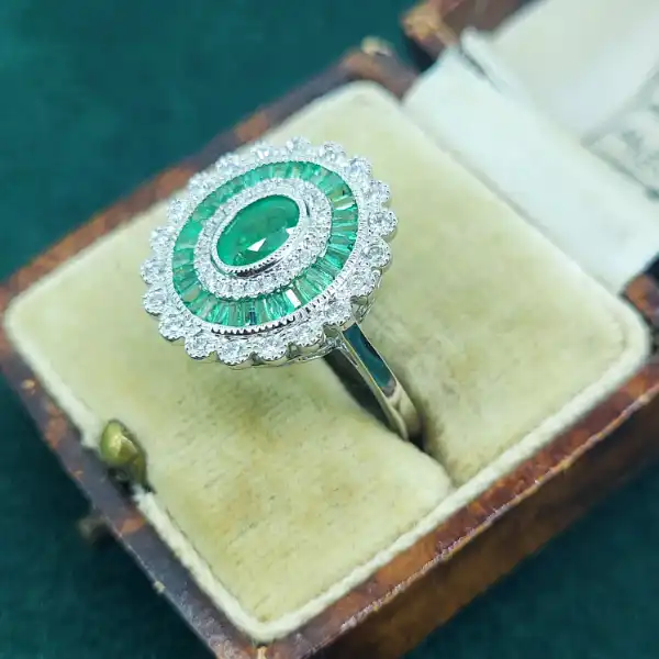 18ct White Gold Emerald & Diamond Ring-oval-emerald-diamond-art-deco-ring-white-gold.webp