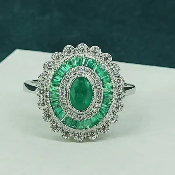 18ct White Gold Emerald & Diamond Ring-oval-emerald-diamond-art-deco-ring-white-gold.webp