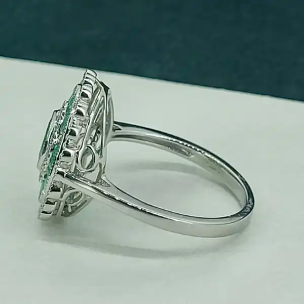 18ct White Gold Emerald & Diamond Ring-oval-emerald-diamond-art-deco-ring-white-gold.webp