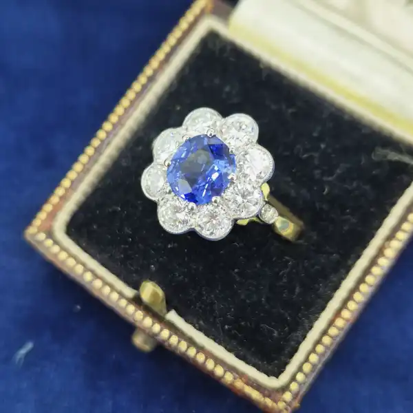 Gorgeous Sapphire & Diamond Victorian Style Cluster Ring-plat-18ct-gold-sapphire-diamond-victorian-cluster.webp