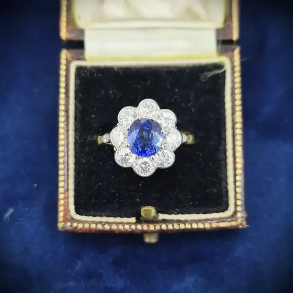  Thumbnail of Gorgeous Sapphire & Diamond Victorian Style Cluster Ring
