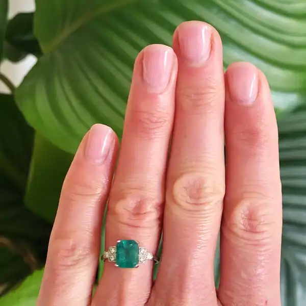 Platinum Art Deco Diamond and Emerald Ring-plat-emerald-diamond-art-deco-ring-2.50cts.webp