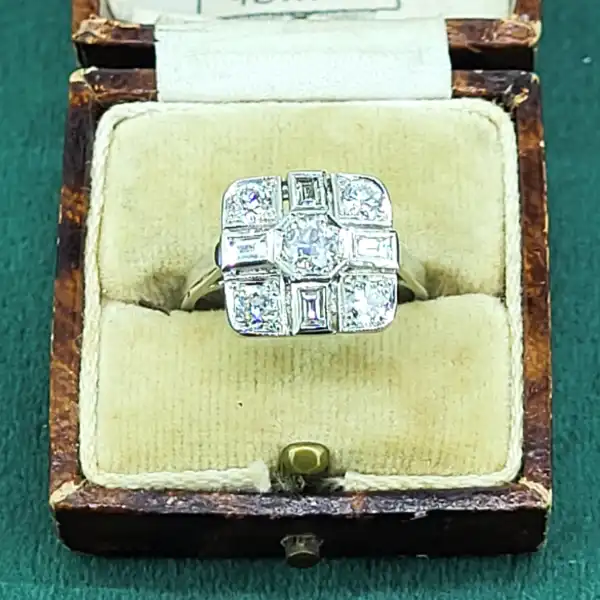 Platinum Art Deco Diamond Ring 1.35cts-plat-round-and-baguette-art-deco-ring.webp