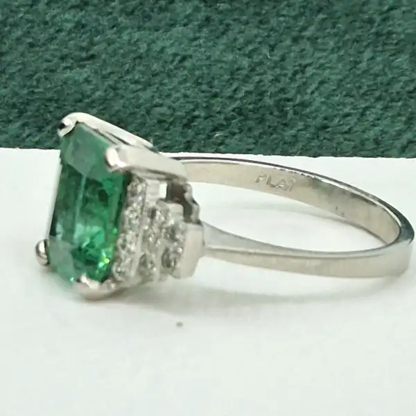 Platinum 3ct Emerald & Diamond Ring-platinum-3ct-art-deco-ring-with-diamonds.webp