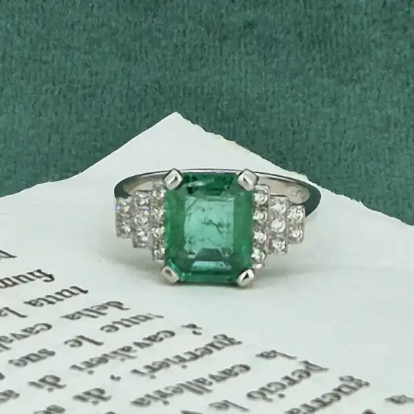 Platinum 3ct Emerald & Diamond Ring-platinum-3ct-art-deco-ring-with-diamonds.webp