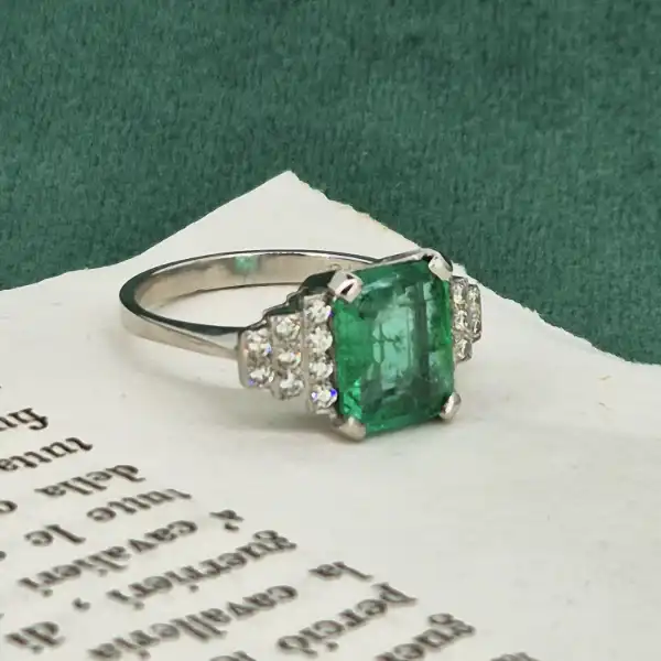 Platinum 3ct Emerald & Diamond Ring-platinum-3ct-art-deco-ring-with-diamonds.webp