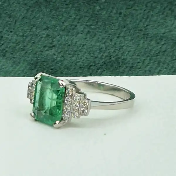 Platinum 3ct Emerald & Diamond Ring-platinum-3ct-art-deco-ring-with-diamonds.webp