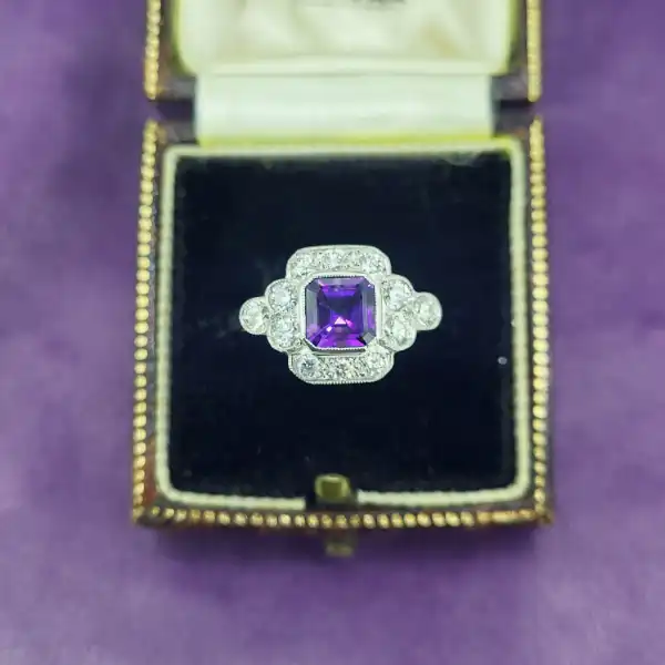 Platinum Amethyst & Diamond Art Deco Ring-platinum-amethyst-and-diamond-ring-art-deco.webp