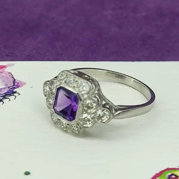 Platinum Amethyst & Diamond Art Deco Ring-platinum-amethyst-and-diamond-ring-art-deco.webp