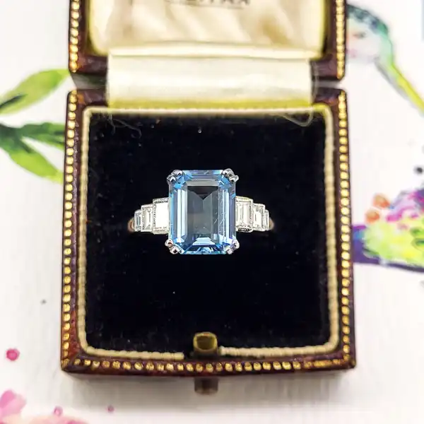 Platinum Aquamarine & Diamond Ring-platinum-aquamarine-diamond-emerald-cut-ring.webp