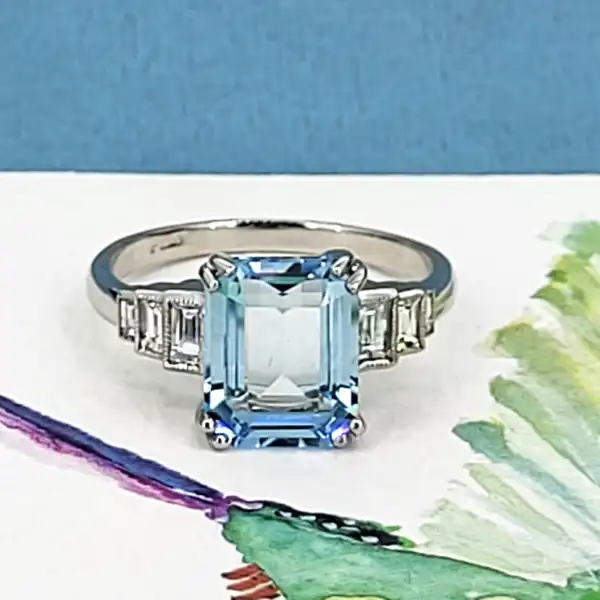 Platinum Aquamarine & Diamond Ring-platinum-aquamarine-diamond-emerald-cut-ring.webp