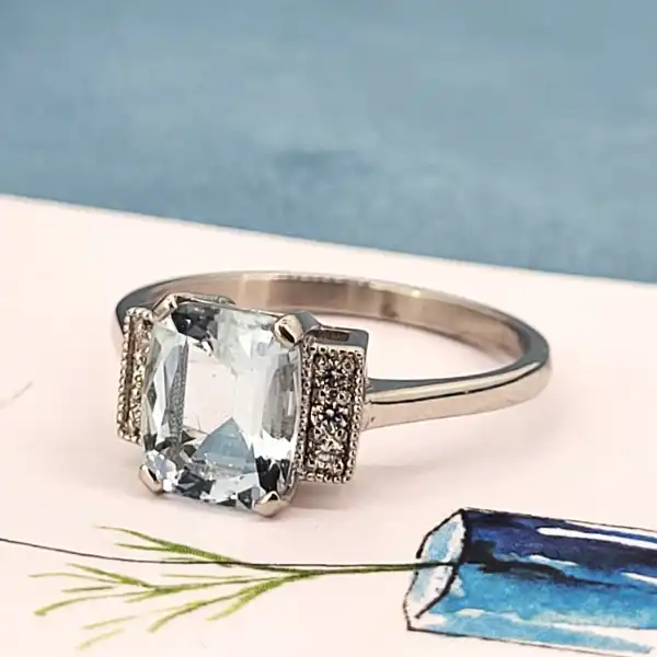 Platinum Art Deco Diamond and Aquamarine Ring-platinum-art-deco-aqua-ring.webp