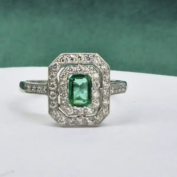 Double Halo Art Deco Emerald & Diamond Ring -platinum-double-halo-emerald-diamond-art-deco-ring.webp
