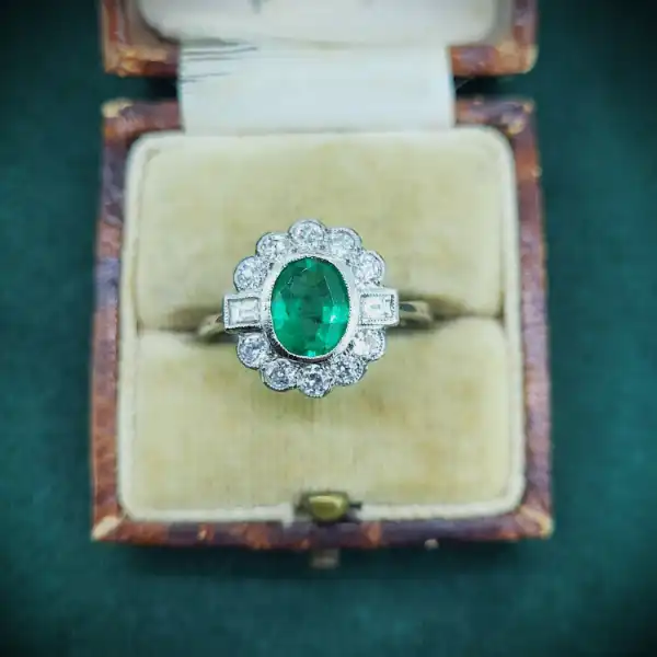  Thumbnail of Emerald and Diamond Ring in Platinum