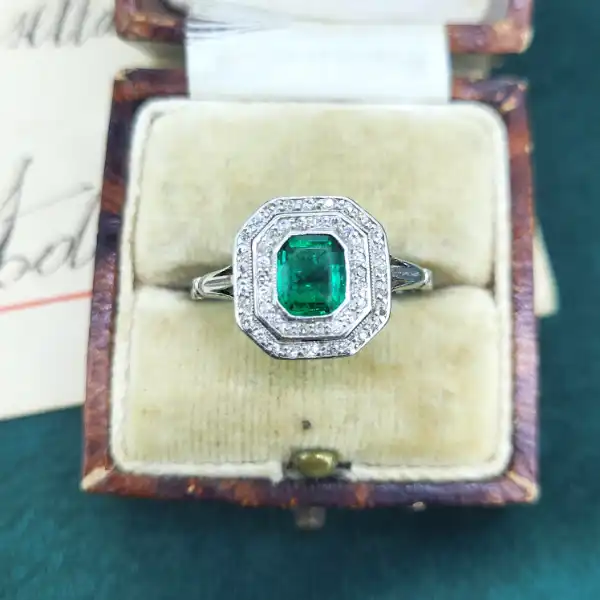 Platinum Antique Emerald & Diamond Ring-platinum-emerald-and-diamond-original-art-deco-ring.webp