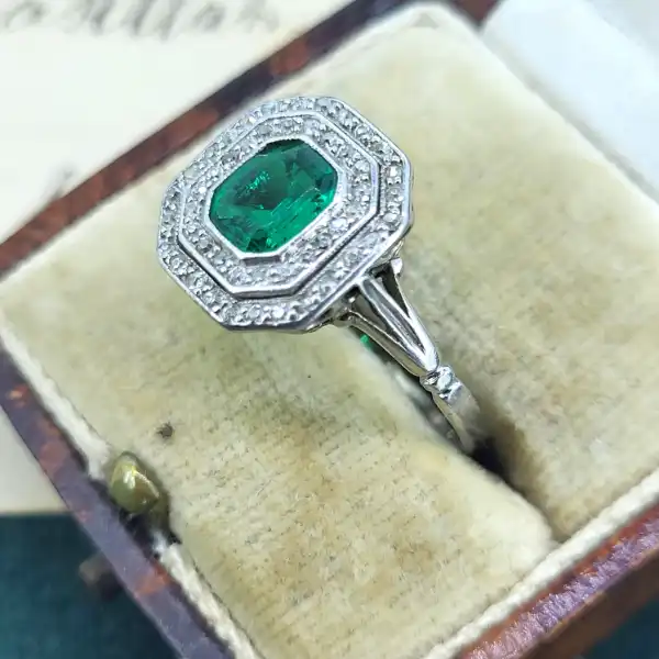 Platinum Antique Emerald & Diamond Ring-platinum-emerald-and-diamond-original-art-deco-ring.webp