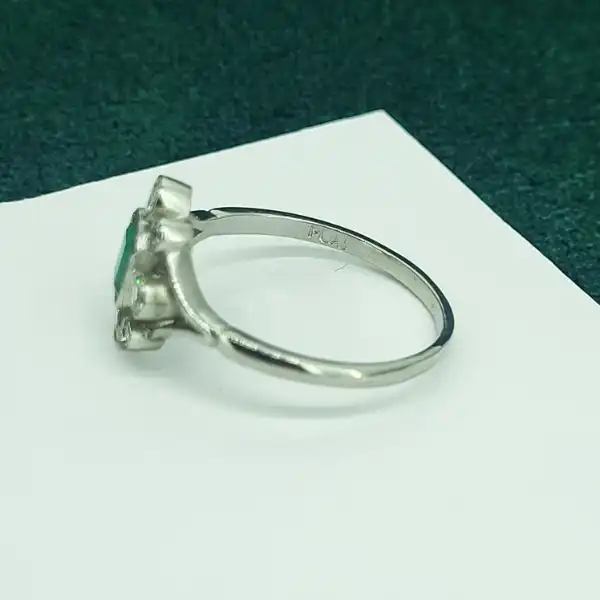 Antique Emerald & Diamond Ring set in Platinum-platinum-emerald-and-diamond-vintage-ring.webp