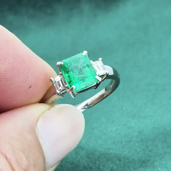 Emerald and Diamond Ring Set in Platinum-platinum-emerald-cut-emerald-diamond-ring.webp