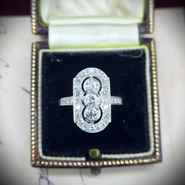 diamond Stock: Platinum Art Deco Diamond Ring weighing 1.05cts