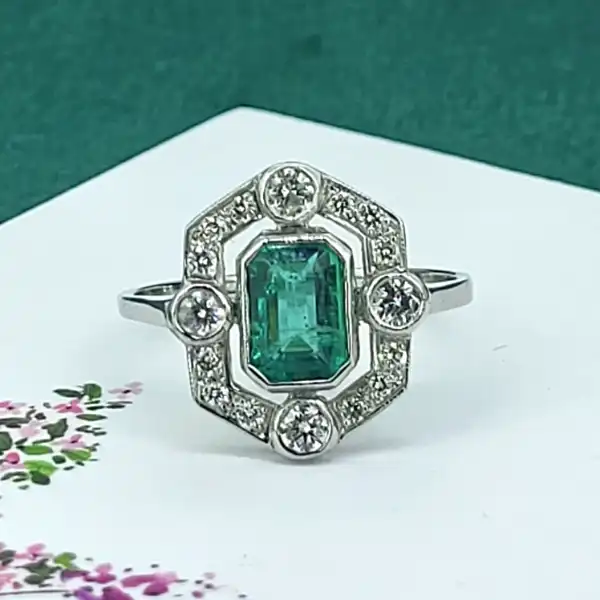 Platinum Art Deco Emerald and Diamond Ring-platinum-rub-over-art-deco-emerald-diamond-ring.webp