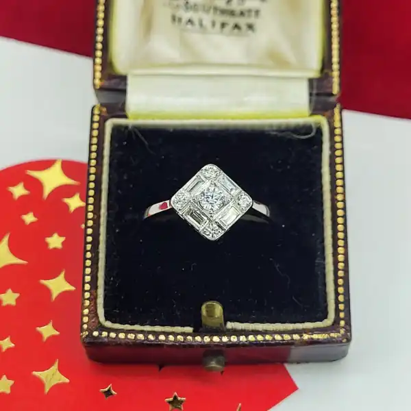 Platinum Art Deco Diamond Ring weighing 0.50ct-platinum-square-art-deco-diamond-ring.webp
