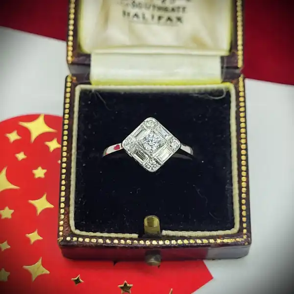 diamond Stock: Platinum Art Deco Diamond Ring weighing 0.50ct