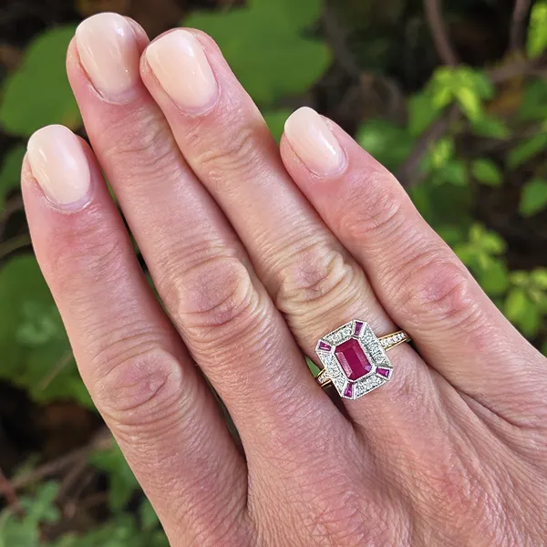 Ruby & Diamond Art Deco Style Ring-Small 