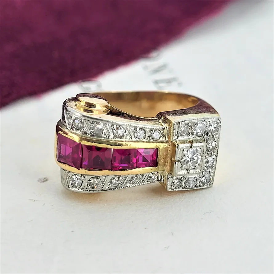 1940s Ruby & Diamond Buckle Ring-ruby-and-diamond-buckle-ring-dublin.webp