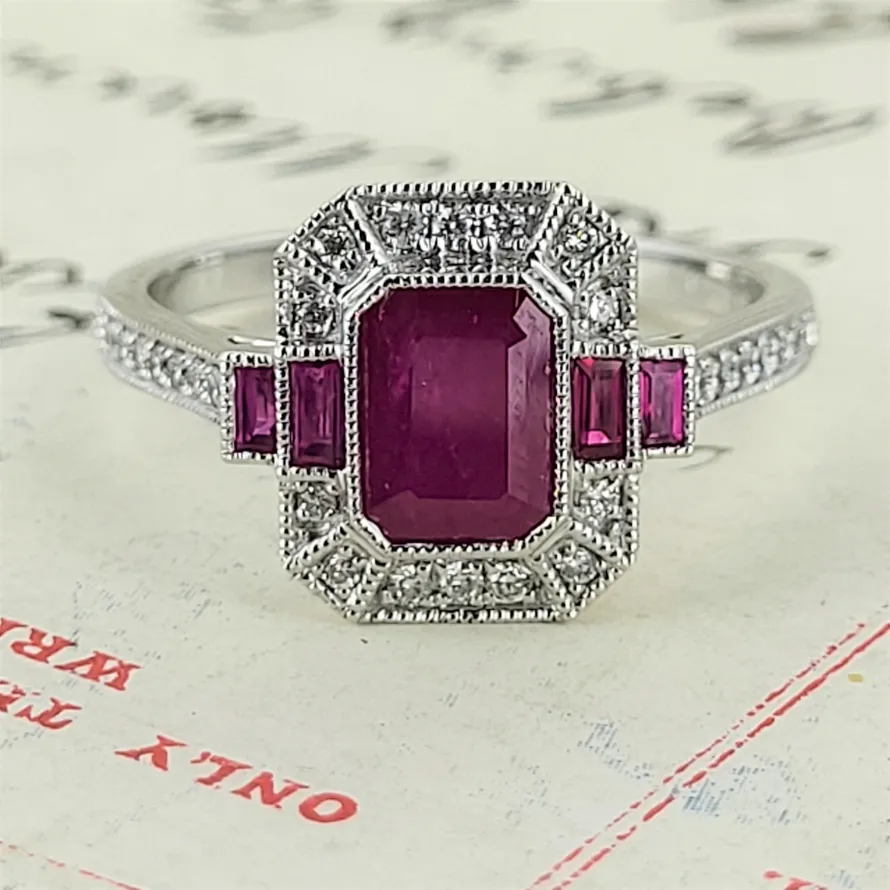 18ct White Gold Ruby and Diamond Art Deco Reproduction Ring-ruby-and-diamond-deco-repro-ring.webp