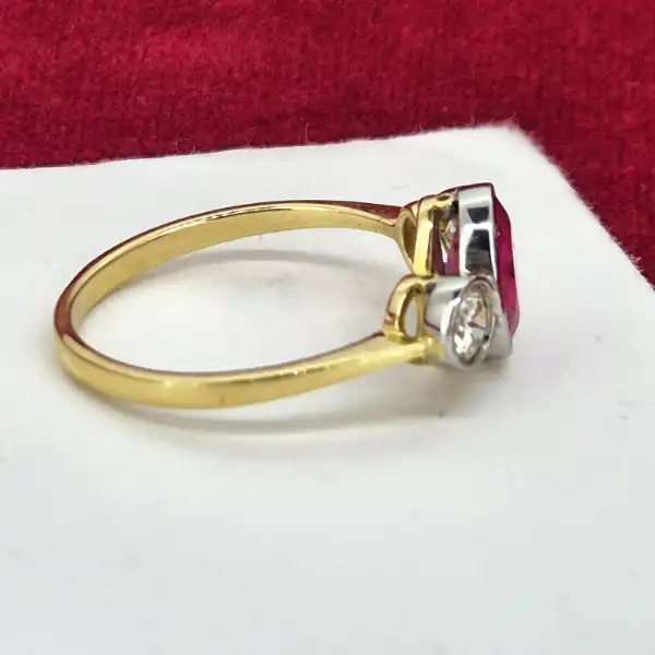 18ct Rub-Over Traditional Ruby and Diamond Trilogy Ring-ruby-and-diamond-rubover-trilogy-ring.webp