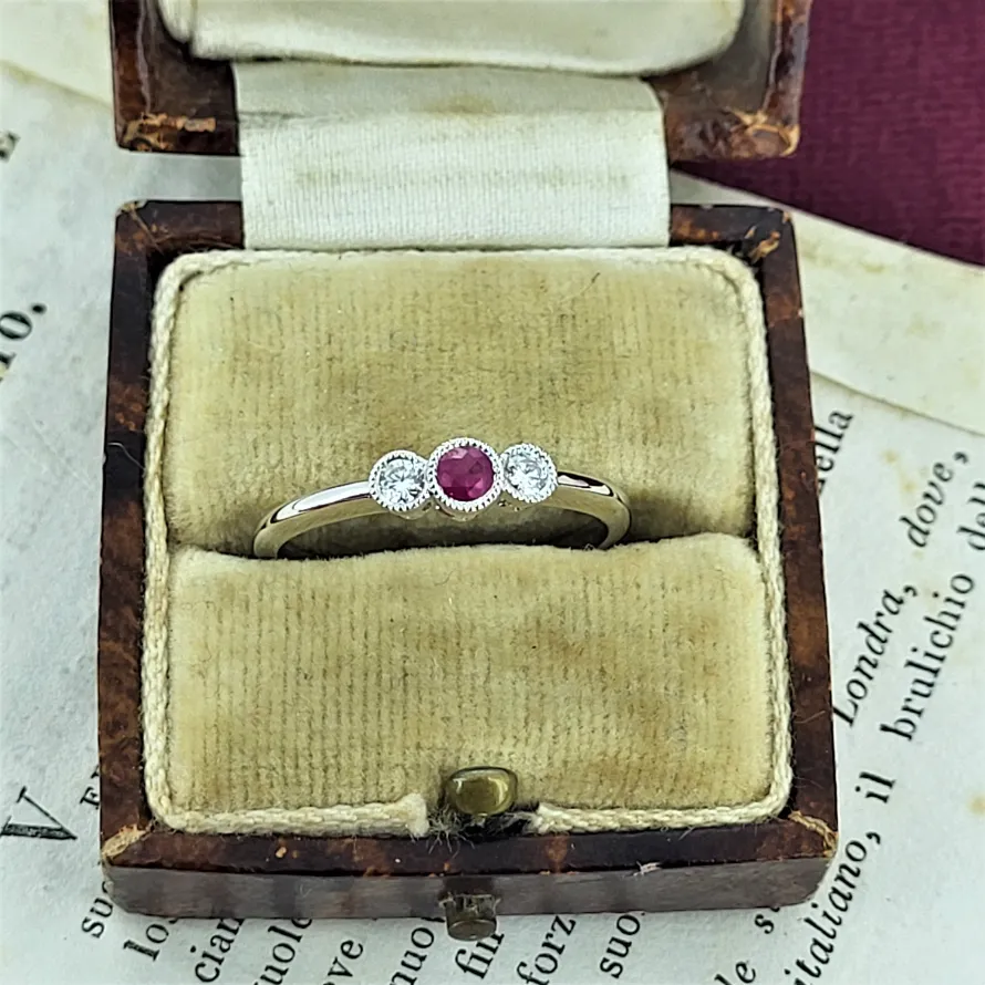 Ruby & Diamond Three Stone Ring-ruby-and-diamond-three-stone-ring-dublin.webp
