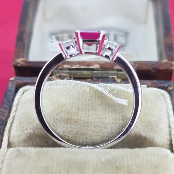 Ruby & Diamond Three Stone Ring-Original 